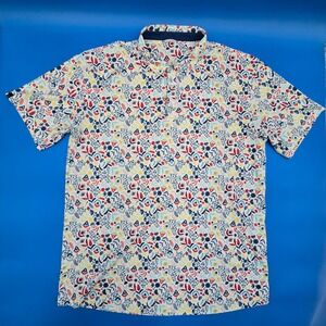 Swannies Golf Polo Shirt Mens Large Floral Botanical Performance Short Sleeve